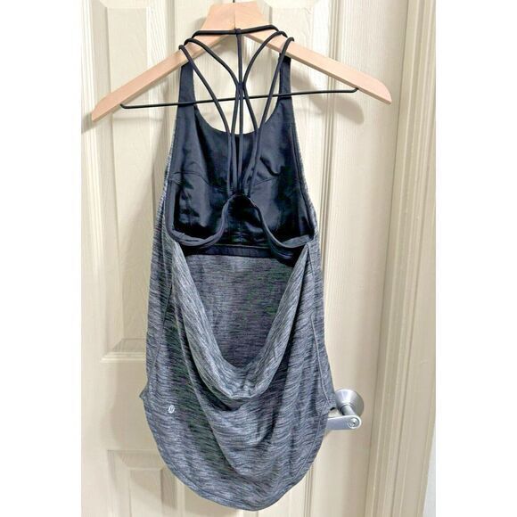Lululemon Raise The Barre‎ Slay The Studio Bra Tank Dark Charcoal Size 6 W1ARUS - Picture 2 of 5